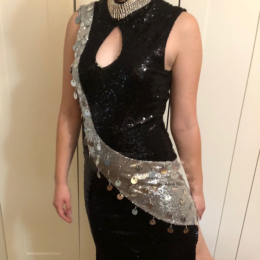 Long Black Sequin Dress